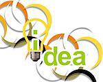 Idea word with lightbulb.