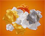 Crumpled colorful papers creating speech bubble.