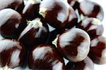 Sweet chestnuts on white background.
