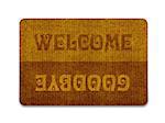 Brown welcome carpet, welcome doormat carpet isolated on white.