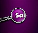Magnifying glass with Sale word on Purble background.