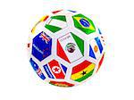 soccer ball with flags from the countries  (with clipping work path)