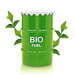 Green barrel of bio fuel, environment conceptual design. (with clipping work path)