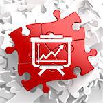 Flipchart with Growth Chart Icon on Red Puzzle. Business Concept.