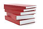 Stack Of Red hard Cover Books On White Background