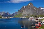 Picturesque town of Reine by the fjord on Lofoten islands in Norway