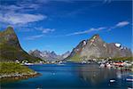 Scenic town of Reine by the fjord on Lofoten islands in Norway