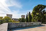 Pope's palace tower in sunlight, Avignon, France