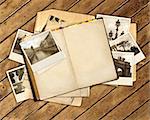 Grunge background with old book and photos