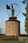 Holland-type windmill with a unique Halladay's turbine, built in 1873 on the outskirts of Ruprechtov, Czech Republic.