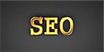 SEO - Internet Concept. Golden Text on a Black Background.