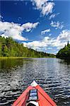Kayaking in the river in Karelia, at the north of Russia