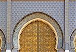 Ornate entrance gates to the Royal Palace in Fes, Morocco