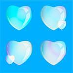 Soap bubbles - heart - on the blue background