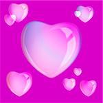 Soap bubbles - heart - on the pink background