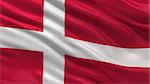 Flag of Denmark waving in the wind with detailed fabric texture