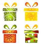 Christmas gift boxes set isolated on a winter background.