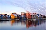colorful buildings on water at Reitdieohaven in Groningen, Netherlands