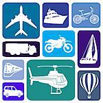 Wallpaper with transportation icons in blue rectangles