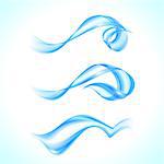 Set of abstract blue wave