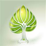 Abstract paper tree with green leaf