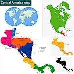 Map of Central America map with country borders