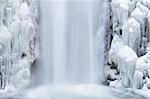 Multnomah Falls Frozen Icicles in Winter Season at Columbia River Gorge Closeup