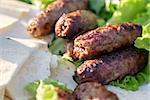 shish kabab lamb meat on skewers, traditional receipt