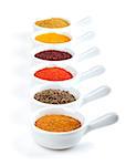 Various spices selection. Isolated on white background