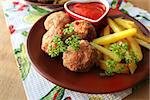 Meat balls with sauce and potatoes