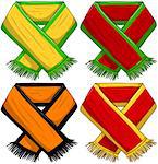 A pack of vector illustrations of famous sports teams scarfs.