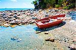 scenic seascape with old boat