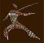 Wushu word cloud with brown wordings on brown background