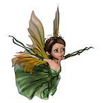 3D digital render of a beautiful flying little fairy butterfly isolated on white background