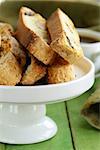 traditional Italian biscotti cookies (cantucci) on a wooden table