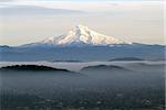 Mount Hood with Low Lying Fog Over Portland Oregon in the Valley