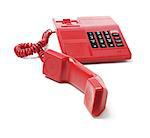 Red Telephone On White Background