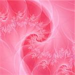 Digital abstract fractal image with a spiral design in pink and white.