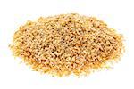isolated small heap of golden flax seed meal