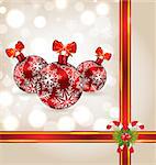 Illustration celebration background with Christmas balls and holiday decoration - vector