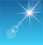 Illustration lens flare with sunlight, abstract background - vector