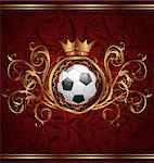 Illustration football background with a gold crown - vector