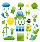 Illustration set of green ecology icons (2) - vector