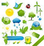 Illustration set of green ecology icons - vector