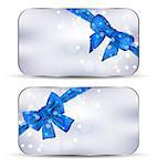 Illustration set labels with blue gift bows isolated - vector