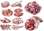 lamb meat in front of white background