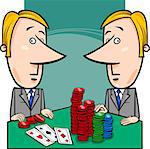 Concept Cartoon Illustration of Two Businessmen or Politicians playing Poker