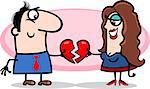 Valentines Day Cartoon Illustration of Funny Couple in Love