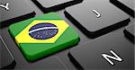 Flag of Brazil - Button on Black Computer Keyboard.