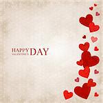 Vector illustration by Valentine's Day with red hearts on a vintage background